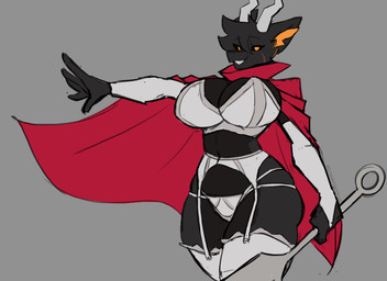 anthro armor armwear big_breasts biped breasts cleavage cloak clothed clothing dark_body dark_fur face_covered female fur garter_straps grey_background hornet's_needle legwear lingerie orange_accents panties reaching_out simple_background solo unconvincing_armor underwear weapon domantantrum hollow_knight_(franchise) mythology team_cherry cygwin_(doenonsense) hornet_(hollow_knight) dracarinus dragon mythological_creature mythological_scalie scalie hi_res