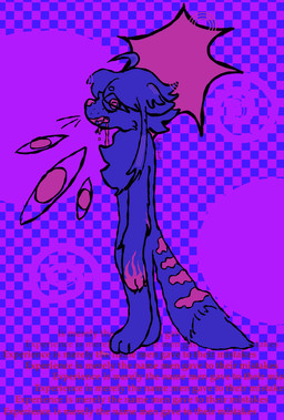 abstract_art abstract_background anthro big_tail blood blood_on_hand blood_on_mouth bodily_fluids creepy female fur looking_at_viewer multi_eye neon pink_eyes purple_body purple_fur solo surrealism tail text tomboy vent_art birzavr vi_(birzavr) ailurid mammal red_panda 2025 cel_shading digital_drawing_(artwork) digital_media_(artwork) english_text hi_res shaded