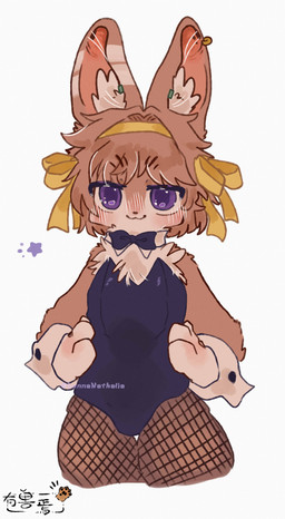 accessory anthro biped bow_ribbon bow_tie brown_body brown_fur chest_tuft closed_smile clothed clothed_anthro clothed_male clothing cuffs_(clothing) femboy fishnet_clothing fishnet_legwear front_view fully_clothed fully_clothed_anthro fully_clothed_male fur fur_tuft gloves_(marking) hair_accessory hair_bow hair_ribbon head_tuft inner_ear_fluff legwear leotard male male_anthro markings mouth_closed multicolored_body multicolored_fur playboy_bunny purple_eyes ribbons simple_background slim slim_anthro slim_male smile solo text tuft two_tone_body two_tone_fur white_background white_body white_fur lunnanathalia fabulous_beasts tuye_(fabulous_beasts) lagomorph leporid mammal rabbit 2026 absurd_res artist_name copyright_name digital_drawing_(artwork) digital_media_(artwork) half-length_portrait hi_res portrait shaded soft_shading watermark