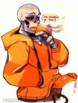 bone cigarillo clothed clothing dialogue erection genitals humanoid_genitalia humanoid_penis male not_furry open_mouth orange_penis penis skeleton smoke smoking solo text thebigmonstersucc undertale undertale_(series) papyrus_(undertale) animated_skeleton undead english_text