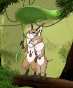 animated_heart arm_in_arm blue_eyes blush brown_ears brown_eyes daww duo female feral forest forest_background fur heart_symbol holding_leaf holding_object kissing_cheek leaf leaf_umbrella love male male/female nature nature_background neck_tuft plant raining romantic romantic_couple surprise_kiss surprised_expression tan_body tan_fur tree tuft white_body white_fur white_inner_ear istealice capcom monster_hunter felid grimalkyne lynian mammal 5:6 animated no_sound short_playtime webm