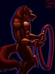 anthro biped crossgender holding_object holding_weapon looking_at_viewer male muscular muscular_anthro muscular_male nipples outline pink_outline purple_outline side_view solo weapon whip hermesdidit mythology vampire_survivors minnah_mannarah canid canine canis mammal mythological_canine mythological_creature were werecanid werecanine werewolf wolf digital_media_(artwork) hi_res portrait sketch three-quarter_portrait