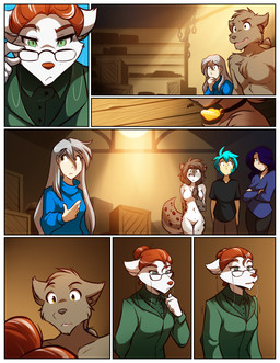 adjusting_glasses anthro blue_hair border breasts brown_body brown_fur brown_spots brown_tail casual_nudity chest_tuft close-up clothed clothed_anthro clothed_female clothed_human clothed_male clothing collar collar_of_keidranification collar_tag ellipsis eyewear featureless_breasts featureless_crotch female fully_clothed fully_clothed_anthro fully_clothed_female fully_clothed_human fully_clothed_male fur glasses group hair hand_on_glasses male markings nude nude_anthro nude_female nude_male ponytail spots spotted_body spotted_fur spotted_markings spotted_tail tail tail_markings topless tuft white_border conditional_dnp tom_fischbach twokinds kathrin_vaughan maren_taverndatter mrs._nibbly raine_silverlock roselyn_(twokinds) sythe_(twokinds) trace_legacy canid canine canis felid feline human hybrid keidran mammal rodent sciurid tree_squirrel wolf 2025 adobe_photoshop_(artwork) comic digital_drawing_(artwork) digital_media_(artwork) hi_res
