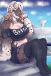 anthro beverage big_breasts breasts clothing female fishnet_clothing legwear solo thigh_highs dovecake vivian_(dovecake) fish marine shark absurd_res hi_res