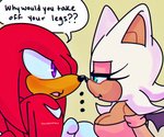 6:5 anthro bat big_breasts breasts cleavage clothed clothing dialogue duo echidna ellipsis english_text eyelashes female knuckles_the_echidna male mammal monotreme rouge_the_bat sega simple_background sonic_the_hedgehog_(series) text thechaosspirit