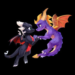 2_horns 3_toes arm_markings black_background black_body black_scales blade canon_couple countershading duo facial_markings feet female feral flying forehead_markings frill_(anatomy) green_eyes hand_holding head_crest head_frill head_markings hip_markings horn leg_markings male markings neck_scar orange_wings pronounced_browridge purple_body purple_scales quadruped red_wings romantic romantic_couple scales scar shoulder_markings simple_background tail tail_blade tail_scar tapering_tail toes weapon_tail wing_blade wings wrist_scar yellow_body yellow_countershading yellow_scales carina_scyrina activision european_mythology mythology spyro_reignited_trilogy spyro_the_dragon cynder spyro dragon mythological_creature mythological_scalie scalie western_dragon 2025