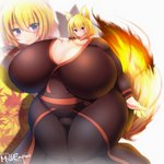 asian_clothing belly big_breasts black_clothing black_legwear blonde_hair blush breasts cleavage clothed clothing curvy_figure dipstick_tail east_asian_clothing female fire flaming_tail fully_clothed fur hair hand_on_breast huge_breasts hyper hyper_breasts inner_ear_fluff japanese_clothing kimono leaf legwear light_body light_skin looking_at_viewer maple_leaf markings monotone_hair multicolored_tail obi overweight overweight_female overweight_humanoid smile solo standing tail tail_markings thick_thighs tight_clothing tuft voluptuous wide_hips yellow_body yellow_fur kyosuke_fujiwara animal_humanoid canid canid_humanoid canine canine_humanoid fox_humanoid humanoid mammal mammal_humanoid 1:1 hi_res portrait three-quarter_portrait