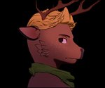 anthro antlers blonde_hair brown_body hair horn looking_at_viewer male side_view simple_background solo zoidrawzaton barty_(barty) deer mammal alpha_channel digital_media_(artwork)