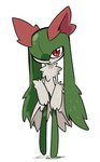 armor big_eyes big_head biped female fluffy fuzzy green_markings hair headgear helmet long_hair markings red_eyes round_head small_mouth solo thin_legs white_body sinfrou nintendo pokemon generation_3_pokemon humanoid kirlia pokemon_(species) absurd_res colored_sketch hi_res sketch