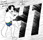 anthro birthday clothed clothing inked male parody solo text underwear zooshi junji_ito_(copyright) the_enigma_of_amigara_fault zooshi_(character) canid canine canis mammal wolf 2023 absurd_res black_and_white english_text hi_res model_sheet monochrome