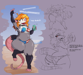 american_flag_bikini anthro beach bedroom_eyes beverage beverage_can big_butt bikini biped black_body black_fur butt clothing day dialogue digitigrade dirty_talk excited eyes_closed feet female fingers flag_bikini flag_swimwear front_view fur grey_body grey_fur head_turned holding_beverage holding_object humanoid_hands long_tail looking_at_viewer looking_back multicolored_body multicolored_fur multiple_poses narrowed_eyes open_mouth open_smile outside pose rear_view red_eyes sand sea seductive sharp_teeth sky slightly_chubby slightly_chubby_anthro slightly_chubby_female smile solo standing swimwear tail talking_to_viewer teeth text thick_thighs toes tongue tongue_out two-piece_swimsuit united_states_of_america water white_body white_fur wide_hips unlimited-edge american_opossum mammal marsupial virginia_opossum 2025 absurd_res colored english_text full-length_portrait hi_res multiple_images portrait shaded