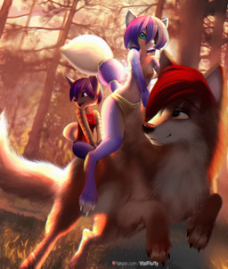 3_toes anthro barefoot blue_body blue_fur claws digitigrade feet female feral fur group patreon_logo riding text toes v-tal nintendo patreon star_fox krystal_(star_fox) kursed_(star_fox) omega_the_wolf canid canine canis fox mammal wolf 2020 character_request hi_res url