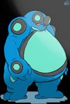 ambiguous_gender blue_body blue_skin obese obese_ambiguous overweight overweight_ambiguous red_eyes simple_background solo thick_thighs blueblu nintendo pokemon amphibian frog generation_5_pokemon pokemon_(species) seismitoad 2020 alpha_channel hi_res