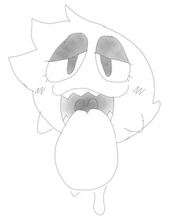 ambiguous_gender blush bodily_fluids drooling drooling_tongue lidded_eyes looking_at_viewer not_furry open_mouth saliva sharp_teeth simple_background solo teeth tongue tongue_out uvula white_background bigsteppies mario_bros nintendo boo_(mario) ghost spirit black_and_white monochrome