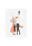 anthro black_ears black_hands border duo female fur gesture grey_hair hair hand_holding orange_body orange_fur slim_anthro slim_female waving waving_at_viewer white_body white_border white_fur shikayoshi sub20211115 canid canine fox human mammal 2022 absurd_res hi_res