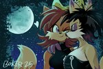 anthro arm_around_partner duo female female/female kissing moon one_eye_closed sky star starry_sky boker archie_comics sega sonic_the_hedgehog_(archie) sonic_the_hedgehog_(comics) sonic_the_hedgehog_(series) fiona_fox ken_penders_(person) laura_derose bat-eared_fox canid canine fox mammal