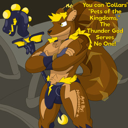anthro balls boots briefs bulge clothed clothing crossed_arms electricity footwear fur fur_markings genitals gloves handwear lightning magic magic_user male markings penis piercing shoes solo staff thunder topless underwear wind conditional_dnp notkastar mammal rodent sciurid tree_squirrel 1:1 animated high_framerate