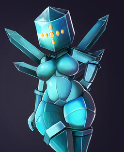 blue_body breasts featureless_breasts featureless_crotch female hand_on_hip ice ice_body multi_eye nude pokemorph purple_background simple_background solo thick_thighs wide_hips yellow_eyes cranihum nintendo pokemon generation_3_pokemon humanoid legendary_pokemon pokemon_(species) regice 2022 absurd_res hi_res