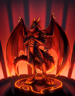 anthro biped horn looking_at_viewer male male_anthro nude_anthro nude_male pecs red_body red_scales scales solo standing azhax mythology dragon mythological_creature mythological_scalie scalie hi_res