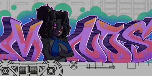 anthro breasts cleavage clothed clothing eyeshadow facial_piercing female graffiti grin makeup one-piece_swimsuit piercing sling_bikini smile solo swimwear train vehicle joeypoey felid mammal pantherine snow_leopard digital_media_(artwork) hi_res
