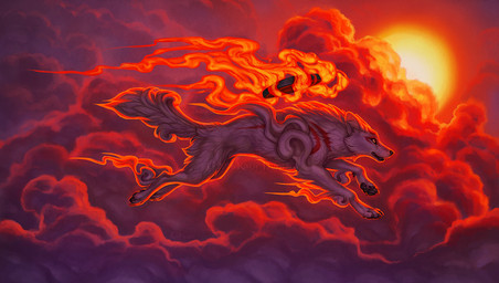5_fingers ambiguous_gender black_nose day detailed_background feral fingers fur outside solo sun white_body white_fur yellow_eyes katie_hofgard capcom clover_studio okami_(capcom) amaterasu_(okami) canid canine canis deity mammal wolf 2016 digital_media_(artwork)