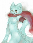 anthro armband biped breasts facial_markings female head_markings looking_at_viewer markings nude scarf solo standing tail yellow_eyes sindoll final_fantasy final_fantasy_unlimited square_enix ru_(final_fantasy_unlimited) canid canine mammal