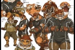 adopted_brother anthro claws clothed clothing fantasy gloves hair handwear jaws male multiple_poses muscular muscular_anthro muscular_male pose scar side_view simple_background solo stripes tail white_background inubikko dan_smith_(inubikko) gin_smith_(inubikko) felid mammal pantherine tiger model_sheet brother_(lore) brothers_(lore) sibling_(lore)