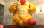 4_fingers abs anthro balls bathroom big_balls big_pecs big_penis body_hair chest_hair circumcised erection fingers front_view genitals humanoid_genitalia humanoid_penis male muscular muscular_anthro muscular_male muscular_thighs nipple_fetish nipple_pinch nipple_play pecs penis pinch scales solo vein veiny_penis yellow_body yellow_scales camseven hiroshisan_(modeler) kabalmystic_(modeler) mario_bros nintendo bowser koopa scalie 2023 3d_(artwork) digital_media_(artwork) english_description hi_res