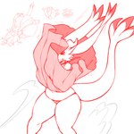 anthro biped blown_away blush bodily_fluids claws clothing female horn panties simple_background skirt_flip solo tears toe_claws underwear white_background wind wind_lift iriedono patty_(iriedono) kobold reptile scalie 1:1 2023 digital_media_(artwork)