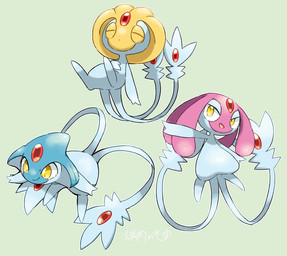 ambiguous_gender blue_body feral floating forehead_gem gem group lake_guardians legendary_trio simple_background tail_gem trio white_sclera yellow_eyes yakiniku628 nintendo pokemon azelf generation_4_pokemon legendary_pokemon mesprit pokemon_(species) uxie colored hi_res