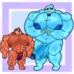 anthro big_muscles big_pecs duo genitals hairy huge_muscles hyper hyper_genitalia hyper_muscles male muscular pecs cocokun! brawl_stars supercell_(company) ruffs squeak_(brawl_stars) canid canine canis domestic_dog goo_creature mammal hi_res