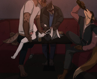 alcohol anthro assisted_rape beer beverage blush bodily_fluids breasts clothed clothing container cup double_penetration drunk female food forced forced_oral fur genitals glass glass_container glass_cup group group_sex hair male male/female nude open_mouth oral penetration penis public public_nudity public_sex rape sex smile substance_intoxication tail tears topwear vaginal vaginal_penetration vulva white_body white_fur yourumi kais_(yourumi) mieri_(yourumi) canid canine fox hyena lagomorph leporid mammal rabbit spotted_hyena digital_media_(artwork)