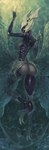 2_toes 3_eyes 3_fingers butt dakimakura feet fingers looking_at_viewer multi_eye nude rear_view side_look solo toes water wings exobelos destiny_(video_game) destiny_2 dul_incaru absurd_res dakimakura_design hi_res huge_filesize