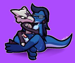 anthro anthro_on_anthro big_penis black_body black_nipples black_scales blue_body blue_hair blue_penis blue_scales bodily_fluids bone bone_mask breasts claws crossed_legs crosslegged_pose duo erection eyes_closed eyewear eyewear_only female fingering french_kissing genitals glans glasses glasses_only grey_body grey_claws grey_eyes grey_eyewear grey_glasses grey_scales hair humanoid_genitalia humanoid_penis kissing larger_anthro larger_male long_hair male male/female markings mask motion_lines nipples nude on_lap penis pink_glans purple_background purple_markings saliva saliva_string scales simple_background sitting size_difference skull skull_mask small_breasts smaller_anthro smaller_female toe_claws tongue tongue_out vaginal vaginal_fingering wearing_glasses ultilix nintendo pokemon ulti_(ultilix) alolan_form alolan_marowak generation_7_pokemon lizard pokemon_(species) regional_form_(pokemon) reptile scalie 2025