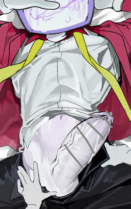 bodily_fluids clothing electronics for_a_head genitals gloves handwear male metallic_body not_furry penis screen screen_face solo suit sweat television touching_penis asd1565326 deltarune undertale_(series) tenna_(deltarune) darkner humanoid object_head screen_head tv_head 5:8 hi_res