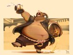 alcohol anthro beer belly beverage brown_body brown_fur clothed clothing container cup dancing eyes_closed fur holding_beverage holding_object hooves horn keg male navel obese obese_anthro obese_male on_one_leg open_mouth open_smile overweight overweight_anthro overweight_male smile solo standing stein teeth thick_thighs tongue fattydragonite bighorn_sheep bovid caprine mammal sheep hi_res