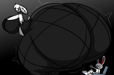 anthro big_breasts big_butt black_bottomwear black_clothing black_eyes black_pants black_topwear bottomwear breasts butt butt_expansion chair clothing expansion eyelashes female fishnet_clothing furniture hair holding_money holding_object huge_breasts huge_butt huge_thighs hyper hyper_breasts hyper_butt hyper_thighs larger_female looking_at_another looking_back looking_back_at_another male money motion_lines on_chair pants pink_inner_ear red_eyes scut_tail sharp_teeth short_tail side_view sitting sitting_on_chair size_difference smaller_male smile smiling_at_another tail teeth thick_thighs thigh_expansion tight_clothing topwear waiter waitress_uniform white_body white_ears white_hair white_tail puffylover1 2spot_studio bloody_bunny_(series) sam_and_max bloody_bunny max_(sam_and_max) lagomorph leporid mammal rabbit 2025 absurd_res cel_shading colored crossover digital_media_(artwork) hi_res shaded