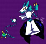 anthro apple_cat_(artist) big_butt black_body blush blush_lines breasts butt clothing darkner deltarune disembodied_hand eyelashes fangs featureless_feet feet felid female floating_hands huge_butt looking_at_viewer looking_back looking_back_at_viewer machine mammal open_mouth open_smile purple_background rear_view robot shoulder_pads simple_background smile solo tabard tasque tasque_manager teeth thick_thighs undertale_(series) whip white_body wide_hips yellow_eyes
