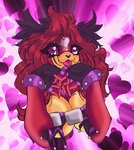 anthro breasts brown_body brown_fur clothed clothing female fur hair multicolored_body multicolored_fur purple_eyes red_body red_fur red_hair simple_background smile two_tone_body two_tone_fur crystal-for-ever eulipotyphlan hedgehog mammal