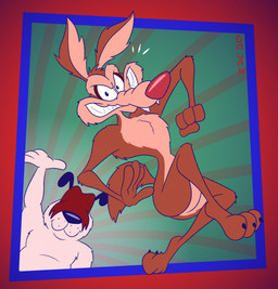 3_toes 4_fingers abstract_background anthro arm_tuft athletic athletic_anthro athletic_male back_tuft bangs belly bent_legs biped black_ears black_eyes black_nose black_toe_claws brown_body brown_fur butt butt_from_the_front cheek_tuft chest_tuft claws clenched_teeth curling_tail curling_toes curvy_figure duo elbow_tuft eyebrows facial_tuft fangs featureless_crotch feet fingers fist floppy_ears fluffy fluffy_chest fluffy_tail fur gesture glance grin grinning_at_viewer hair hair_over_eyes head_tuft humanoid_hands humanoid_heel knee_tuft knee_up leg_tuft lines_drawn looking_at_viewer male mischievous mischievous_smile multicolored_body multicolored_fur nude open_mouth open_smile overweight overweight_anthro overweight_male pattern_background paws pecs plantigrade pose red_hair red_nose running sharp_teeth shoulder_tuft simple_background skinny skinny_anthro skinny_male slim slim_anthro slim_male small_waist smile smiling_at_viewer smirk smirking_at_viewer speed_lines striped_background tail tan_belly tan_body tan_eyebrows tan_fur teeth toe_claws toes toony toothy_grin tuft two_tone_body two_tone_fur wasp_waist waving waving_at_viewer whisker_spots white_body white_fur white_sclera wide_hips gavanzude looney_tunes warner_brothers ralph_e._wolf sam_sheepdog canid canine canis domestic_dog herding_dog mammal old_english_sheepdog pastoral_dog sheepdog wolf 2026 alternate_version_at_paywall colored digital_drawing_(artwork) digital_media_(artwork) flat_colors hi_res pinup signature