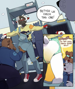 anthro backpack beard biped black_body black_fur black_nose blue_clothing blush bodily_fluids brown_beard brown_body brown_facial_hair brown_fur clothed clothing detailed_background dialogue diaper eyewear facial_hair footwear fur genital_fluids glasses grey_body grey_fur horn humiliation kneeling male necktie open_mouth overalls pokeball_symbol public public_humiliation red_body red_clothing red_footwear red_fur red_shoes red_sneakers security shoes sneakers speech_bubble text two_tone_face unclean_diaper urine used_diaper wearing_diaper wet_diaper wetness_indicator white_body white_fur amomon bear bovid canid canine caprine goat mammal 2025 digital_media_(artwork) english_text hi_res