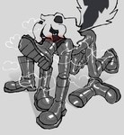 all_fours anthro black_body black_fur blush body_worship bodysuit boot_on_face boot_worship boots bulge clothing footwear fur glistening glistening_boots glistening_clothing glistening_footwear grey_background latex latex_bodysuit latex_boots latex_clothing latex_footwear latex_skinsuit male musk musk_clouds musk_worship shoe_fetish shoe_sniffing shoes shoes_on_hands simple_background skinsuit sniffing sniffing_clothes solo submissive submissive_anthro submissive_male tight_clothing white_body white_fur a_guy_somewhere mammal mephitid skunk hi_res
