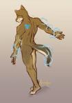 anthro athletic athletic_anthro athletic_male electricity hexagon male nude plantigrade simple_background smile solo tail tattoo meesh tukamos_(character) canid canine canis coyote mammal 2014 absurd_res digital_media_(artwork) hi_res