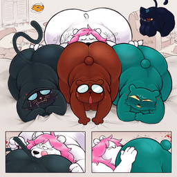 accessory anal anal_fingering anthro bed bed_sheet bedding bedroom big_breasts big_butt blush bodily_fluids bottomwear breasts butt cheek_tuft claws clenched_teeth closet clothing cuck_chair cuckold cuckquean detailed_background eyes_closed eyewear facial_tuft female female_rimming_male fingering fingering_self furniture glasses grabbing_bedding group hair hat headgear headwear heart_symbol huge_butt in_closet looking_up male male/female masturbation moobs necktie nipples nude open_mouth oral overweight overweight_anthro overweight_female overweight_male pants pink_hair rimming saliva sex smile sweat sweaty_butt tears teeth tongue tuft vaginal vaginal_fingering whiskers zlut385 night_in_the_woods angus_delaney candy_borowski gregg_lee mr._chazokov noelle_(twistcmyk) stan_borowski bear canid canine domestic_cat felid feline felis fox mammal polar_bear ursine 1:1 colored digital_drawing_(artwork) digital_media_(artwork) hi_res