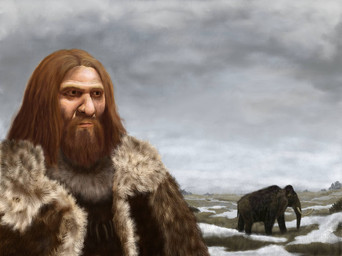 beard black_body black_fur clothed clothing cloud cloudy_sky duo facial_hair feral fur ginger_beard grass hair long_hair male orange_hair plant prehistoric_clothing proboscis_(anatomy) quadruped sky snow trunk_(anatomy) tundra tusks mihin89 archaic_human elephantid hominin mammal mammoth neanderthal prehistoric_species primate proboscidean woolly_mammoth 2014 colored