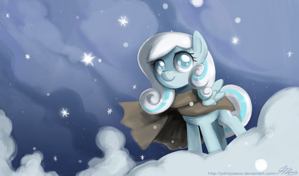 blind blue_eyes cape clothing cloud disability feathered_wings feathers female feral hair looking_up multicolored_hair outside quadruped sky skyscape smile snow snowflake snowing solo tail two_tone_hair white_hair wind wings winter young young_feral john_joseco hasbro my_little_pony mythology fan_character snowdrop_(character) equid equine mammal mythological_creature mythological_equine pegasus cool_colors hi_res