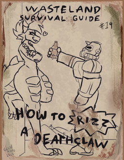 against_surface against_wall anthro armor blush bottle claws container duo femboy heart_symbol holding_object horn machine male mohawk muscular muscular_anthro nuka-cola power_armor scales size_difference smile text thick_thighs wasteland weathered wide_hips good4life4ever fallout microsoft gevaudan_(good4life4ever) deathclaw human mammal scalie 2025 cover english_text hi_res magazine_cover