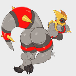 black_sclera breasts butt claws female genitals grey_body grey_skin half-closed_eyes humanoid_genitalia humanoid_vulva narrowed_eyes pokemorph presenting presenting_hindquarters presenting_vulva raised_tail simple_background solo tail toe_claws vulva white_background hdhxrrfg nintendo pokemon gina_(theluluboyo) altered_forme_giratina generation_4_pokemon giratina humanoid legendary_pokemon pokemon_(species) hi_res