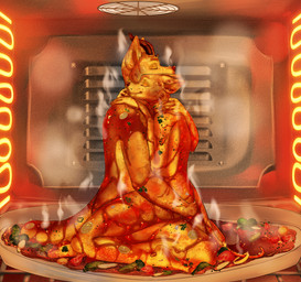 anthro appliance character_prepared_as_food cooking corpse death duo eyes_closed feet female female_death fingers food fur gore hair hug kitchen_appliance male male/female male_death nude oven oven_tray plant sauce sitting smile tail toes vegetable mrs._stein nintendo star_fox krystal_(star_fox) canid canine fox hybrid lizard mammal reptile scalie digital_media_(artwork) hi_res