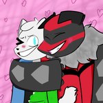 anthro blush blush_lines clothing duo feral fur happy heart_background heart_symbol hoodie hug love male male/male pink_background simple_background size_difference topwear baconbirbb nintendo pokemon bacon_(baconbirbb) mark_(baconbirbb) canid canine fox generation_6_pokemon legendary_pokemon mammal pokemon_(species) yveltal 1:1 hi_res